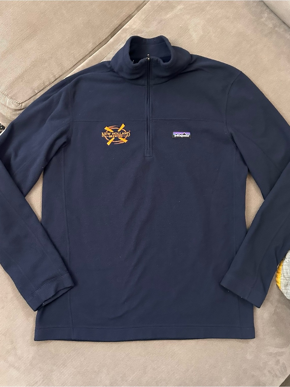 Patagonia Pullover Mens Medium Navy Blue 1/4 Zip Fleece New Holland Brewing